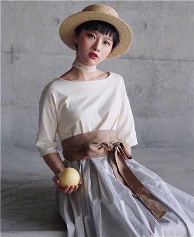 法式復(fù)古腰封拼接連衣裙