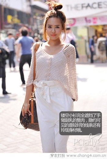 鏤空編織衫搞定局部肥胖